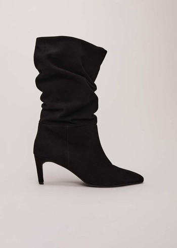 Phase Eight Black Suede Boots Black Canada | KSUXIL-816